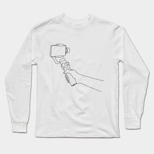 Vlogger Holds a Tripod - Vlogging Tripod Long Sleeve T-Shirt